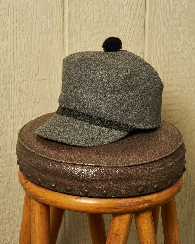 Lightweight cap for summer hiking trails -Boothbay Cap in Charcoal Melton Wool