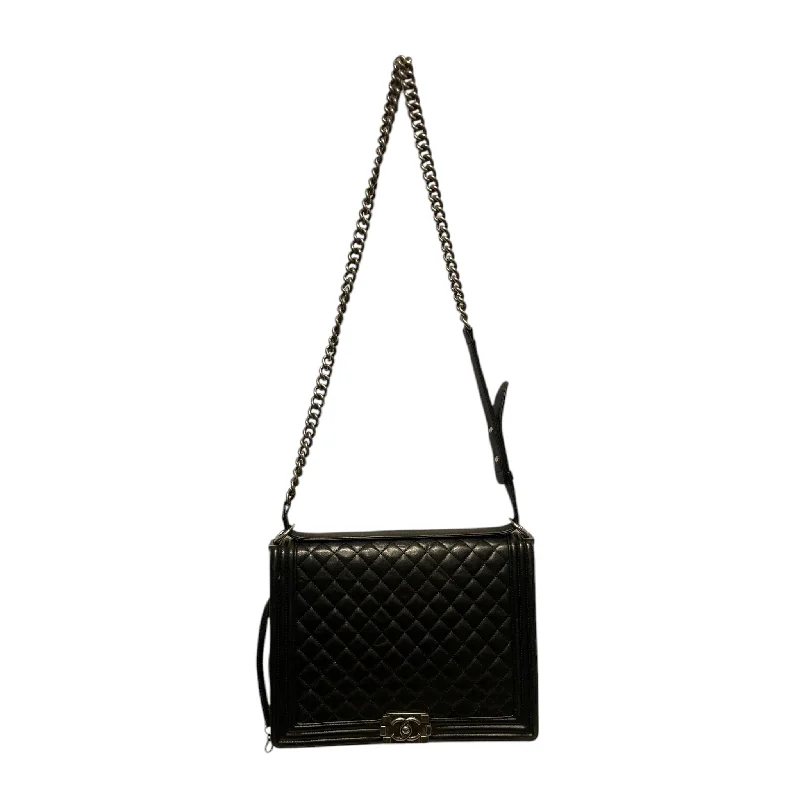 CHANEL/Cross Body Bag/L/Leather/BLK/Quilted Leather Boy Bag