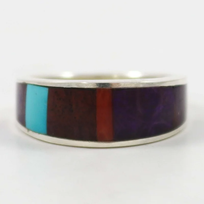 Rings with shield-shaped stones for boldness -Multi-Stone Inlay Ring