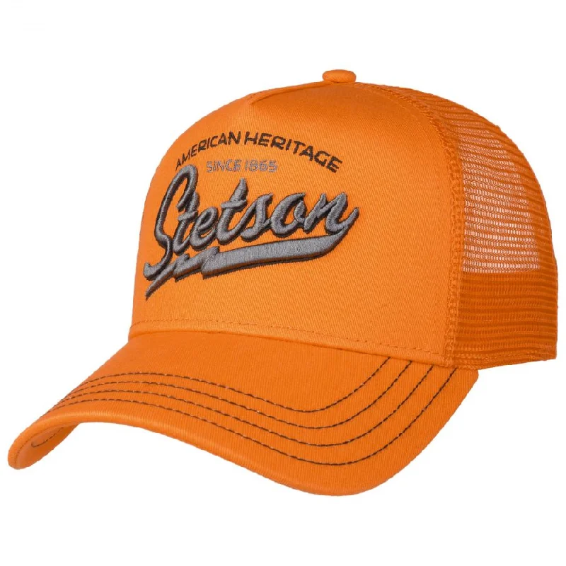 Adjustable trucker cap for outdoor summer fun -Stetson Trucker Cap 7751171 Orange