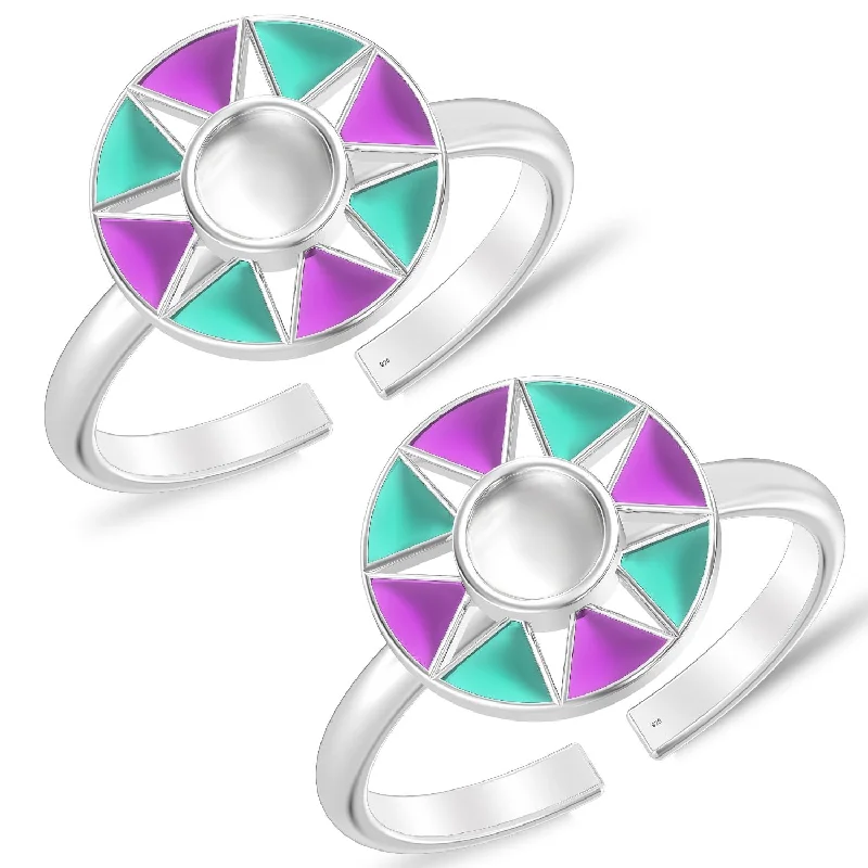 Rings with tourmaline gems for bold hues -925 Sterling Silver Enamel Toe Ring for Women (925 Purity)