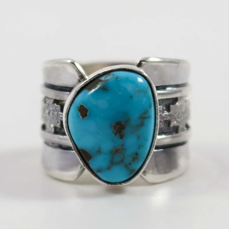 Rings with vintage-inspired rose-cut diamonds -Blue Gem Turquoise Ring