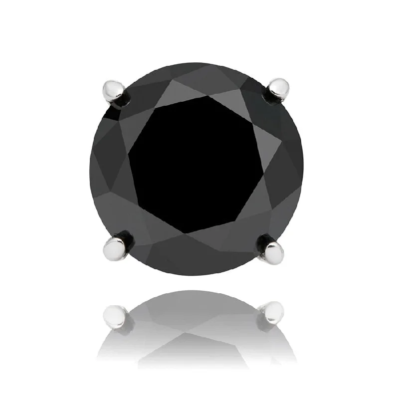 Stackable rings with mixed metal finishes -Finesque Sterling Silver Single Black Diamond Single Stud Earring