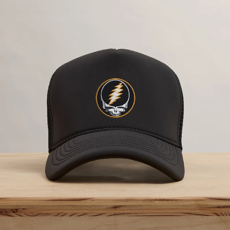 Adjustable snapback cap for easy fit tweaks -Grateful Dead Patch Trucker - Carbon Grey