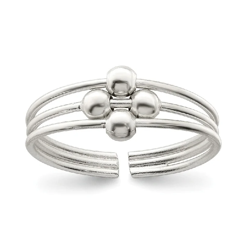 Rings with engraved constellations for stargazers -Sterling Silver Bead Toe Ring