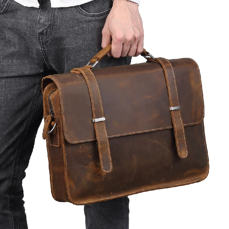 Men Vintage Cow Leather No Logo Soft Shoulder Bags