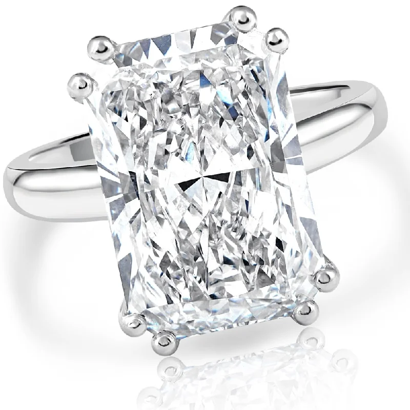 Rings with hexagon-cut stones for trendiness -Certified 10.24Ct Radiant Cut Diamond Engagement Ring White Gold Lab Grown