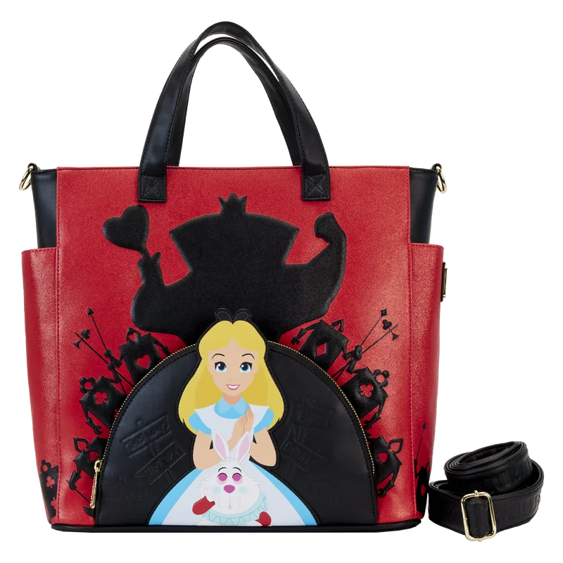 Sports gym backpack with shoe storage compartment -Loungefly Disney Alice In Wonderland Villains Convertible Backpack & Tote Bag