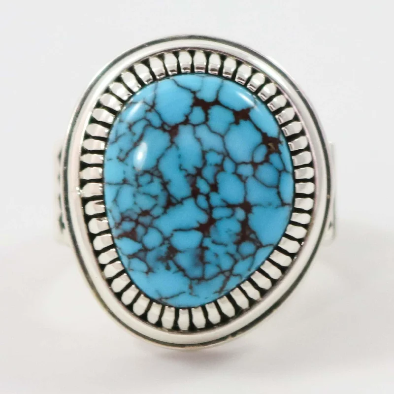 Rings with hematite for sleek metallic sheen -Egyptian Turquoise Ring