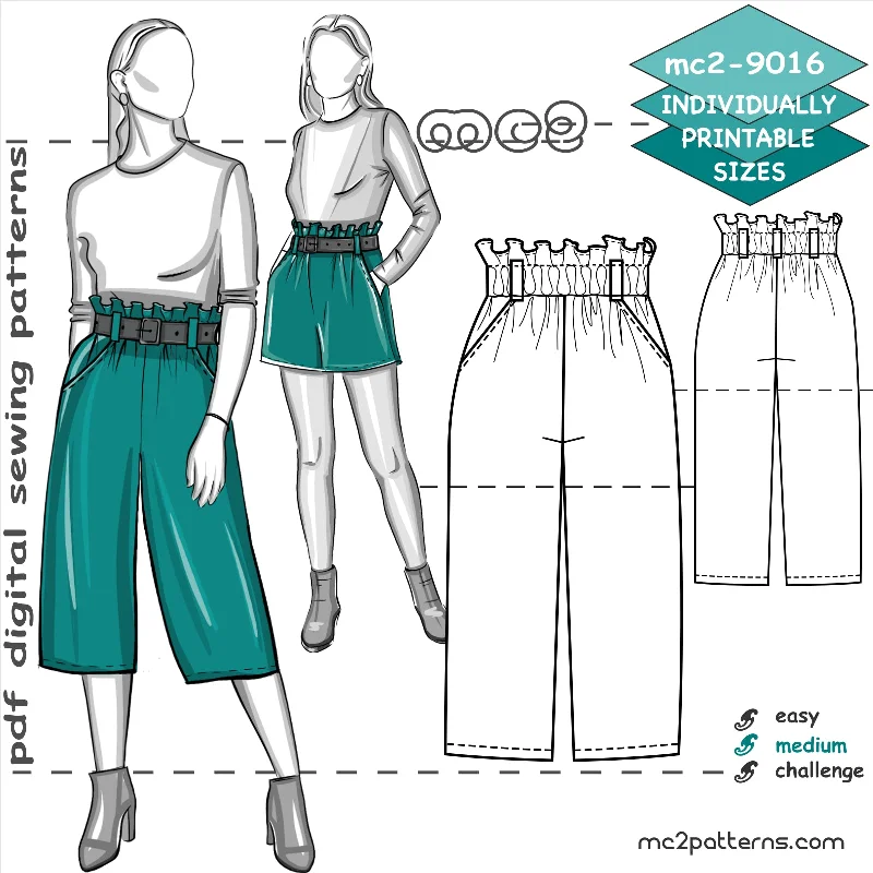 Paper-bag Culottes/Shorts with Pockets