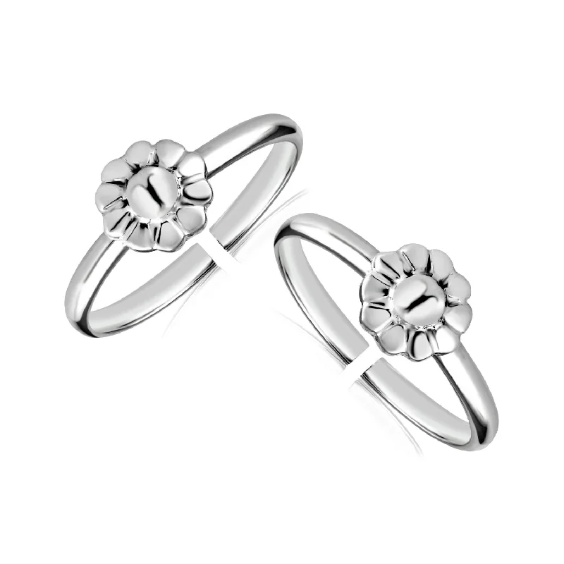 Rings with starburst topaz for radiant beauty -925 Sterling Silver Flower Toe Ring for Women