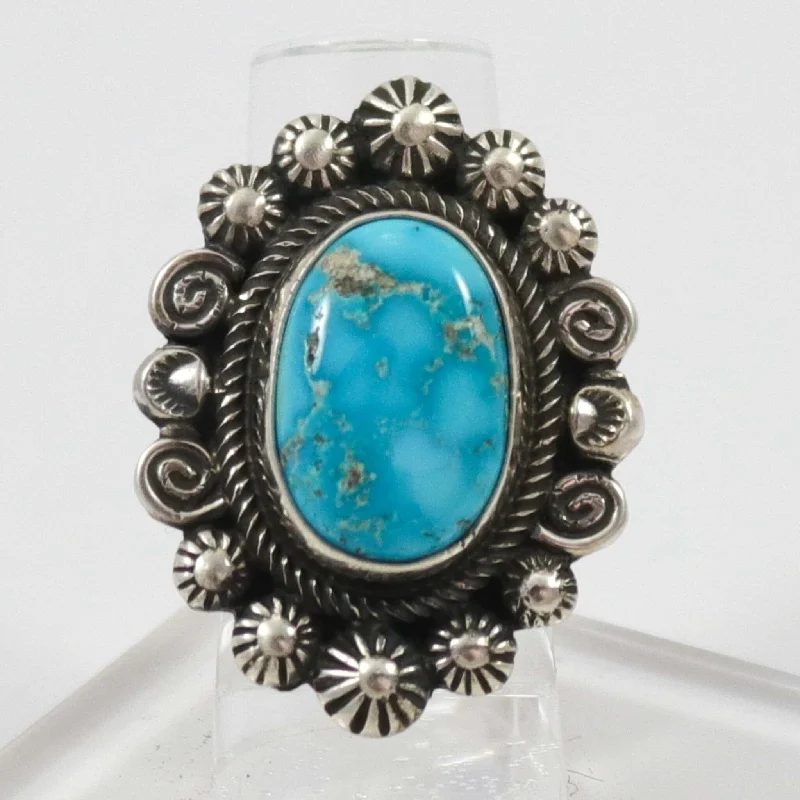 Rings with carved onyx for bold sleekness -Kingman Turquoise Ring