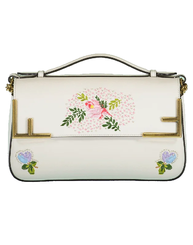 Embroidered Flowers Double F Bag