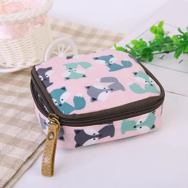 Cloth Waterproof Zipper Sanitary Napkin Cosmetic Storage Bag Coin Purse