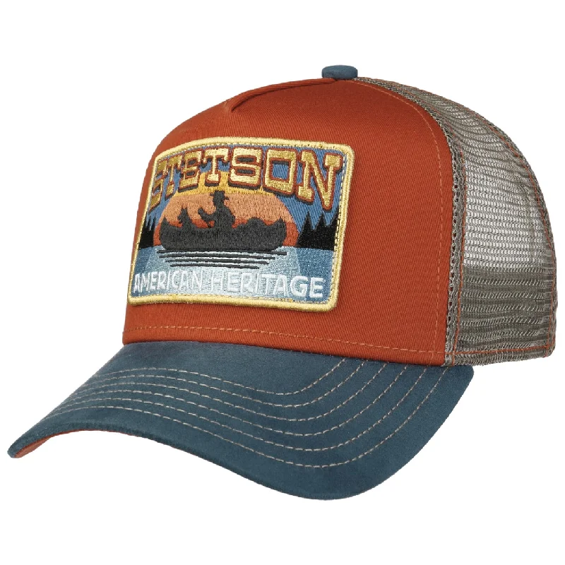 Bright neon cap for bold visibility needs -Stetson Trucker Cap 7756114 Red/Blue