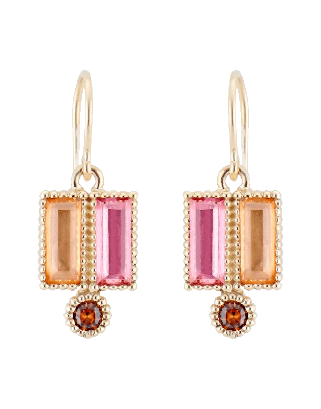 Cora Double Baguette Drop Earrings