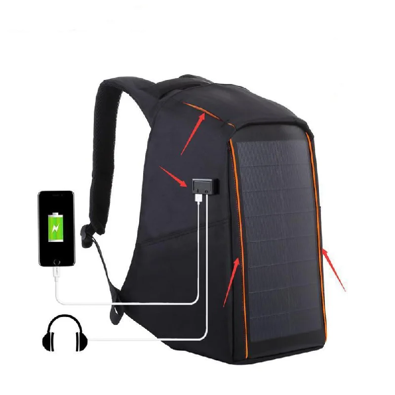 Padded shoulder backpack for comfortable long wear -Men's 12W Solar Powered Anti-Theft Backpack with USB Charging