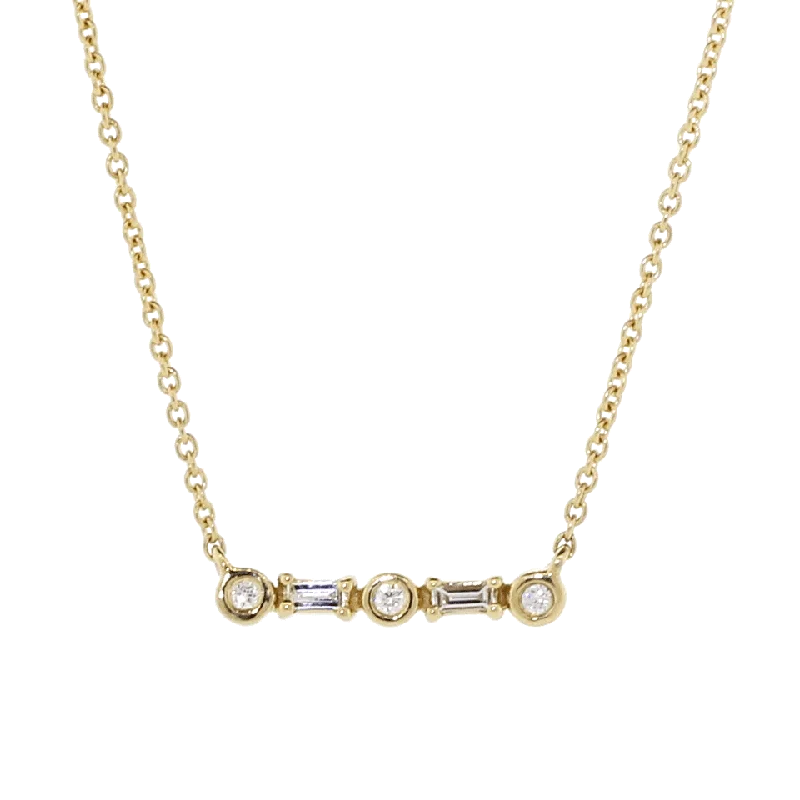 Sadie Pearl Diamond Baguette Necklace