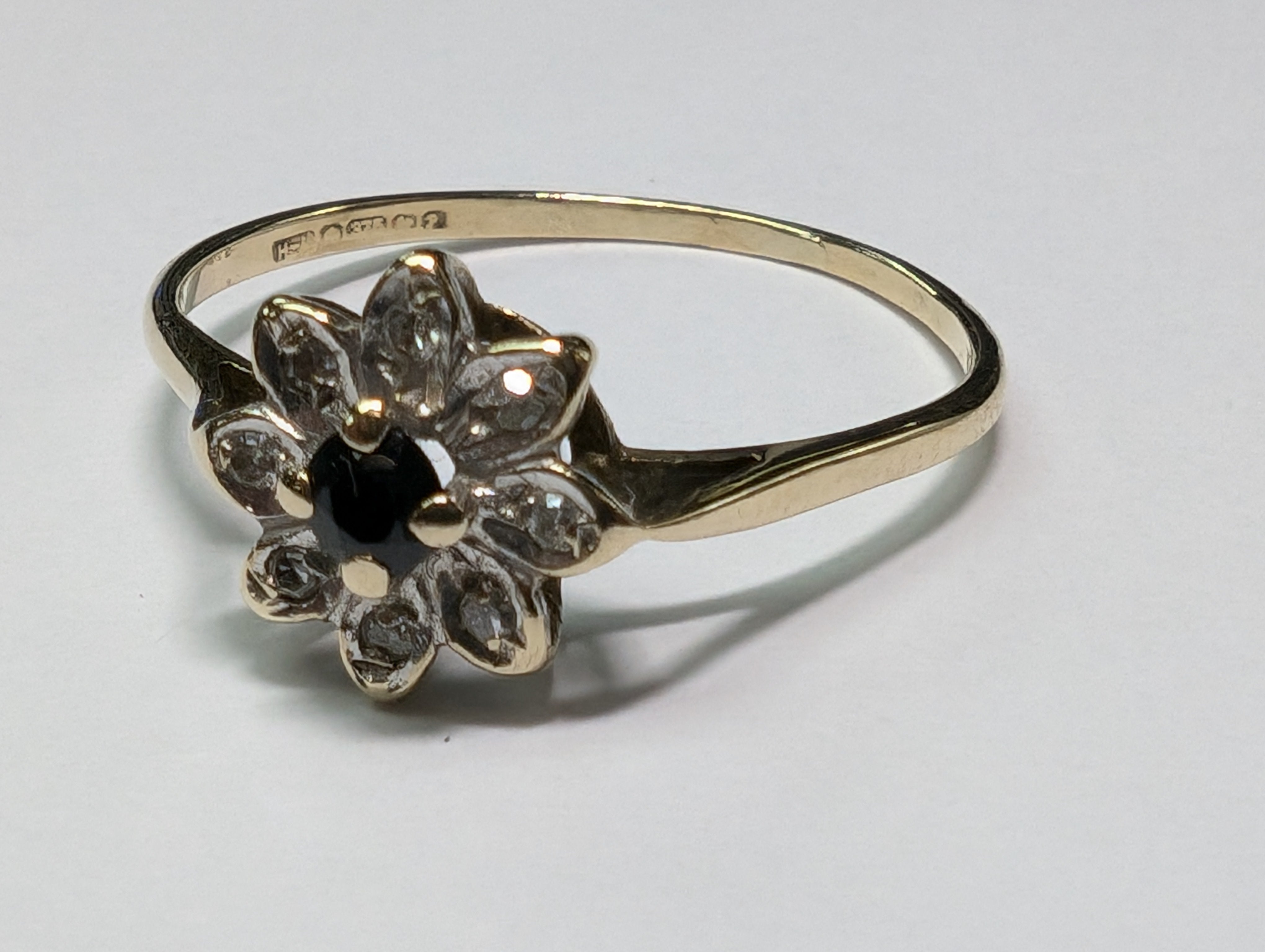 Rings with smoky quartz for muted elegance -9CT  GOLD DIAMOND & BLACK STONE RING SIZE Q 1/2. 1.10G PRESTON STORE