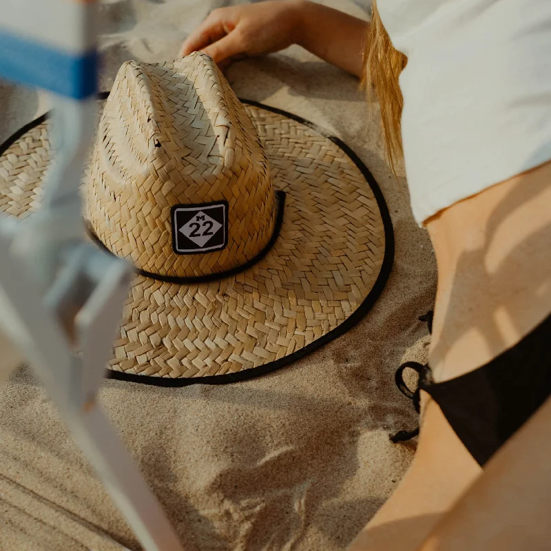 Vintage cap with distressed logo detail -M22 STRAW HAT