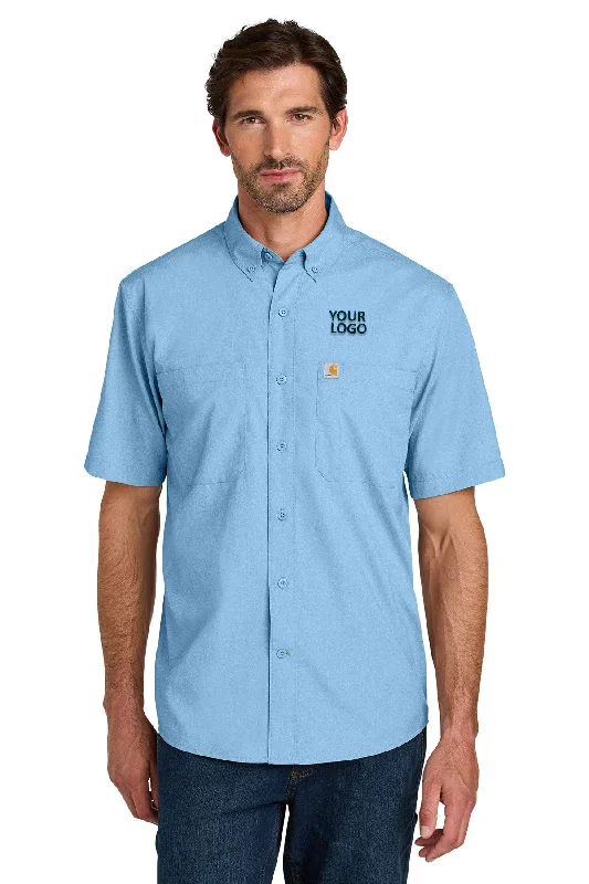 Designer backpack for high-end fashion enthusiasts -Carhartt Force Sun Defender Short Sleeve Custom Shirts, Fresh Water Blue