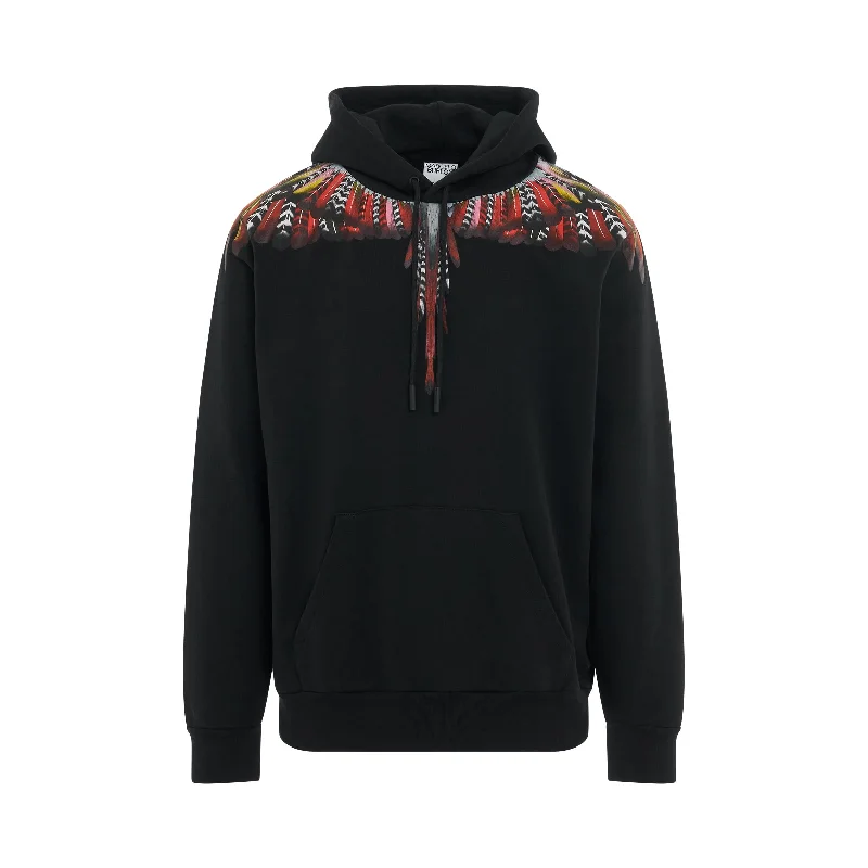 Eco-friendly backpack made from recycled materials -Grizzly Wings Regular Fit Hoodie in Black/Red