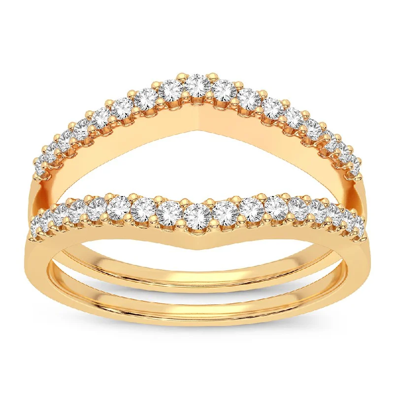 Hoop earrings with enamel stripes for a colorful and eye-catching design-14K 0.25CT Diamond Ring Guard