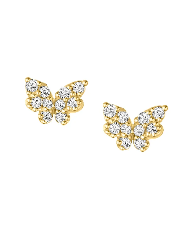 Hoop earrings with abstract shapes for an artistic and creative touch-14K Diamond Butterfly Stud