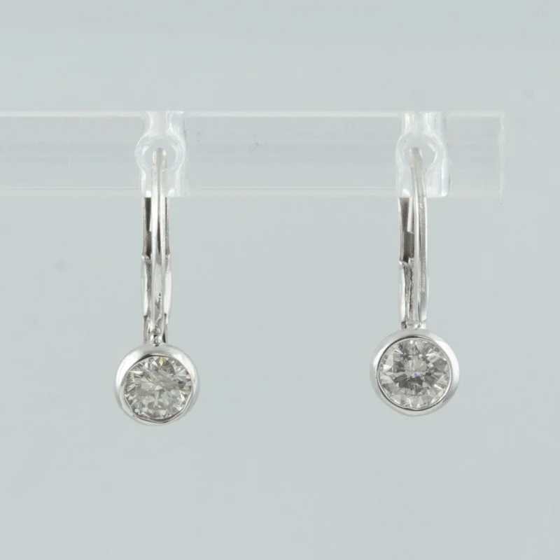 Classic hoop earrings with a thin profile for a sleek and subtle style-14k White Gold Diamond Dangle Drop Leverback Earrings 0.38ctw G-H SI1 1.4g