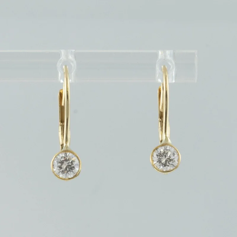 Hoop earrings with twisted metal designs for a dynamic and modern style-14k Yellow Gold Diamond Dangle Drop Leverback Earrings 0.40ctw G-H SI1 1.3g