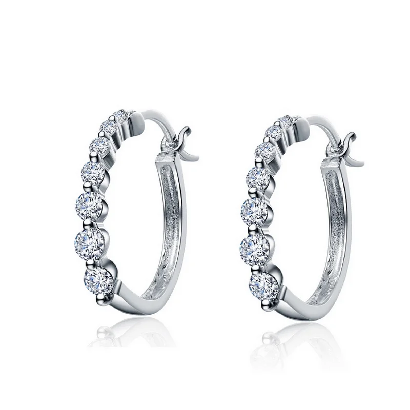 Hoop earrings with tortoiseshell designs for a chic and classic style-Cléo Silver Bezel Hoop Earrings