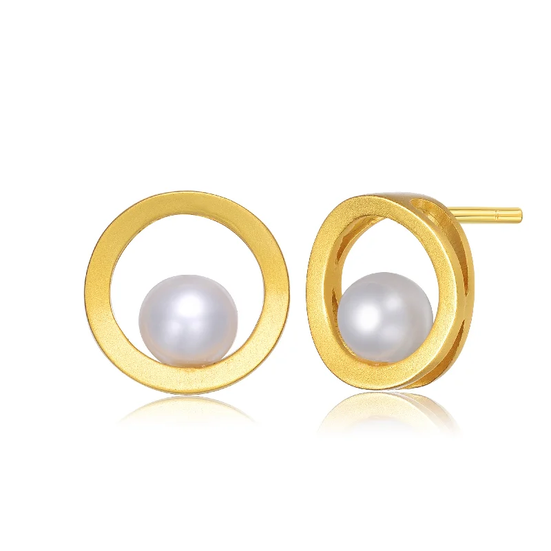 Hoop earrings with oversized designs for a bold, fashion-forward statement-Delphine Golden Dot Pearl Earrings