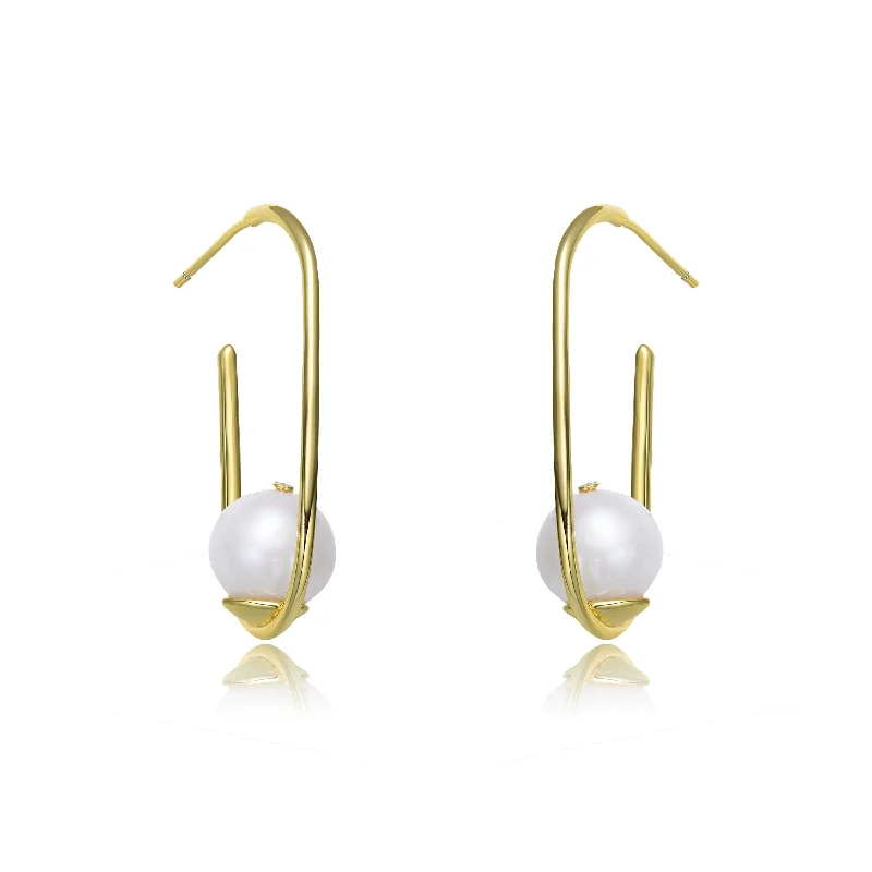 Best hoop earrings with crescent-shaped designs for a bold, moon-inspired style-Brigitte Classic Pearl Hoop Earrings