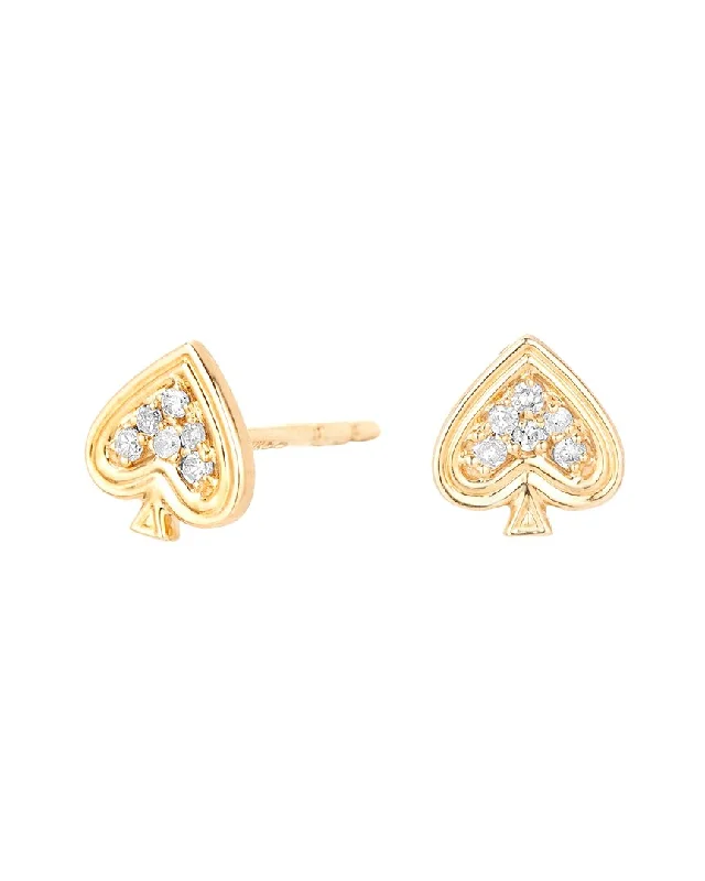 Best hoop earrings with asymmetrical designs for a fashion-forward, avant-garde look-Adina Reyter 14K 0.04 ct. tw. Diamond Make Your Move Spade Earrings