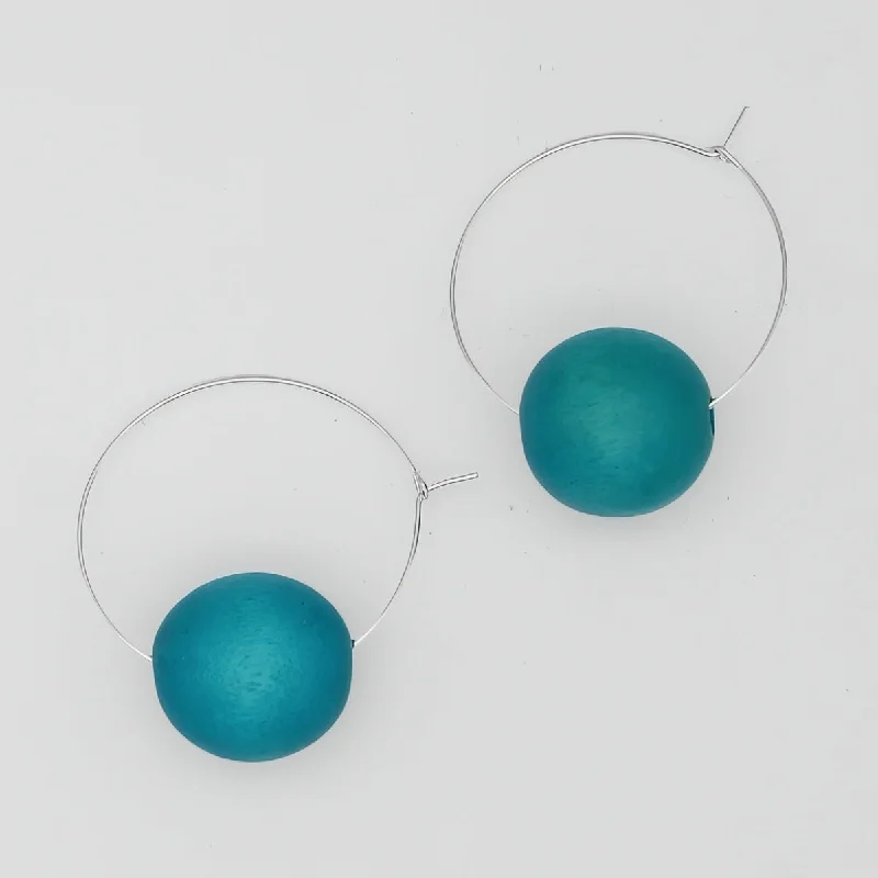 Best hoop earrings with geometric cuts for a sharp, modern appeal-Aqua Ball Hoop Dangle Earring