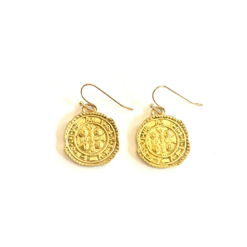 Best hoop earrings with geometric triangle shapes for a modern, chic design-Aria Gold Coin Dangle Earrings