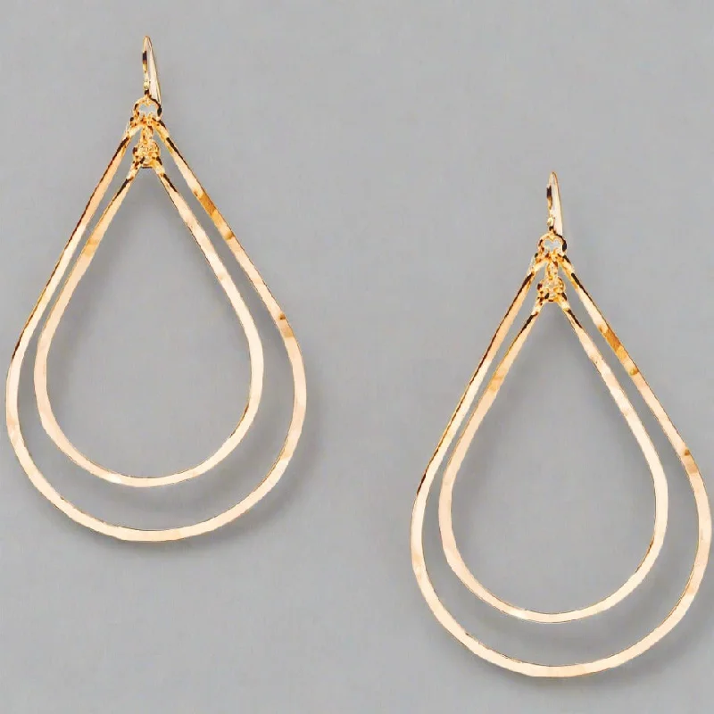 Best hoop earrings with gold for a luxurious and timeless look-Bella Double Drop Hammered Gold Earrings