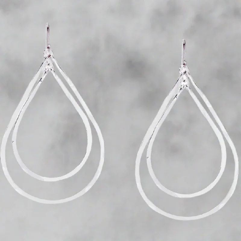 Hoop earrings with intricate designs for a unique and artistic appearance-Bella Double Drop Hammered Silver Earrings