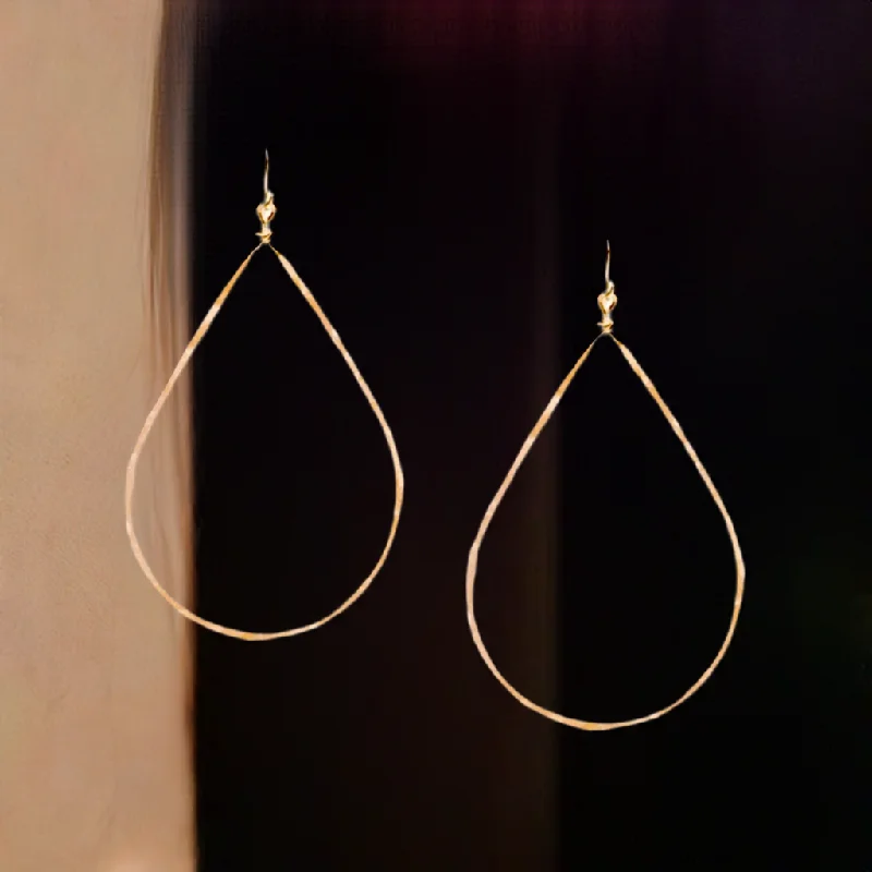 Hoop earrings with polished silver finish for a shiny, modern appeal-Bella Pear Hammered Gold Earrings