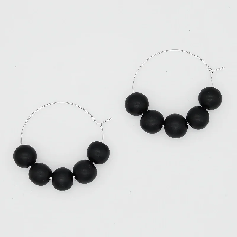 Best hoop earrings with minimal embellishments for a sleek and modern look-Black Hoop Dangle Earring