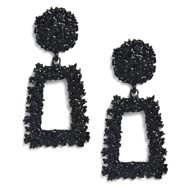 Best hoop earrings with asymmetrical designs for a fashion-forward, avant-garde look-Black Raffia Designer Earrings