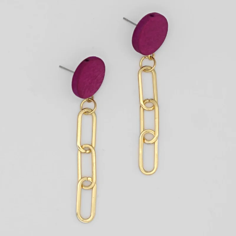 Best hoop earrings with butterfly motifs for a playful and whimsical appearance-Fuchsia Gold Link Dangle Earring