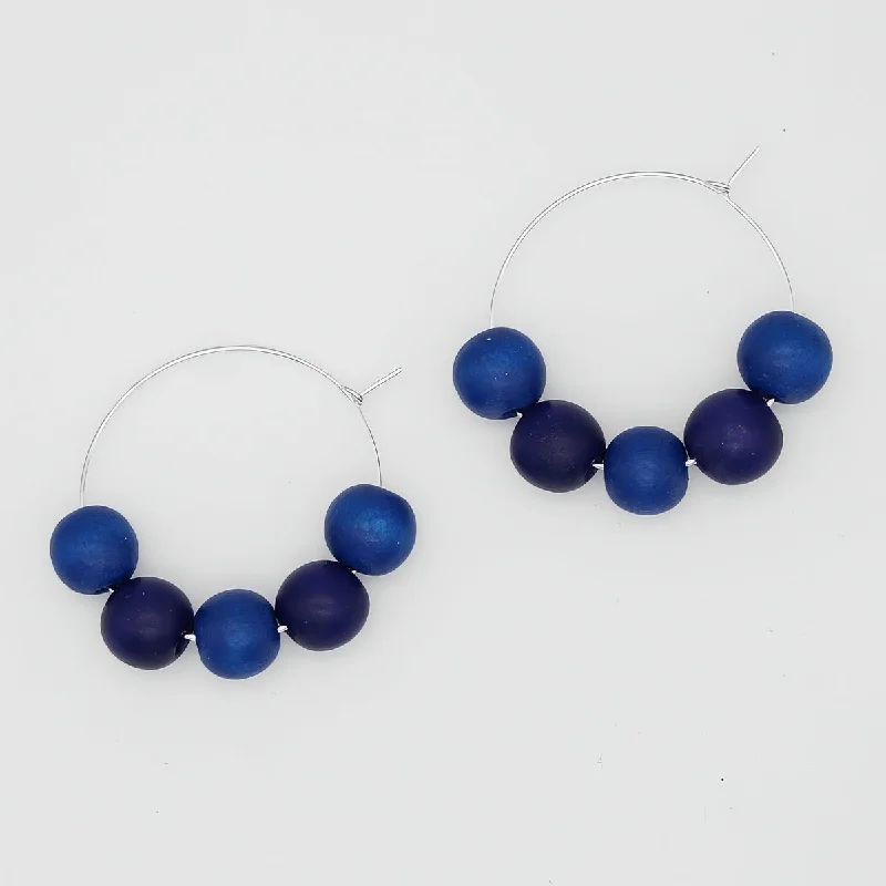 Hoop earrings with luxe velvet finishes for a rich and luxurious touch-Blue Hoop Dangle Earring