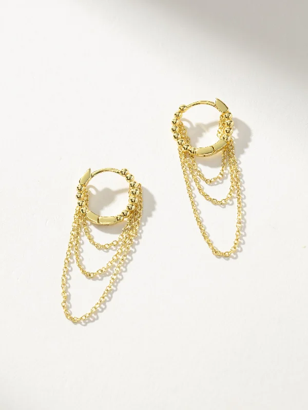 Hoop earrings with textured gold for a refined and sophisticated aesthetic-Chains Huggies