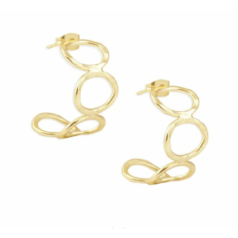 Best hoop earrings with twisted rope designs for a nautical-inspired style-Cora Gold Circle Hammered Hoop Earrings