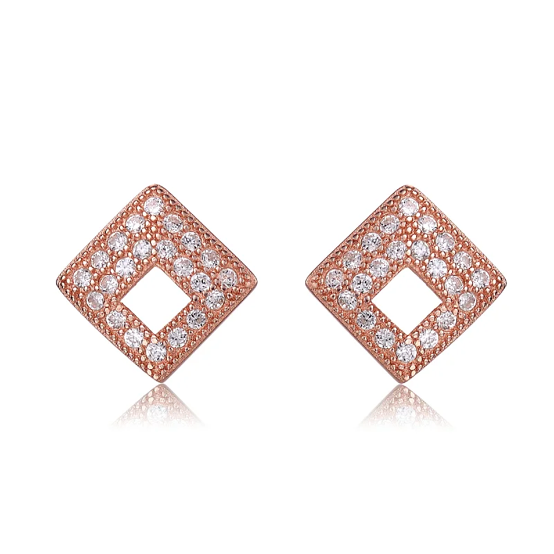 Best hoop earrings with turquoise stones for a bohemian-inspired vibe-Caroline Rose Plated Outlined Square Shape Earrings