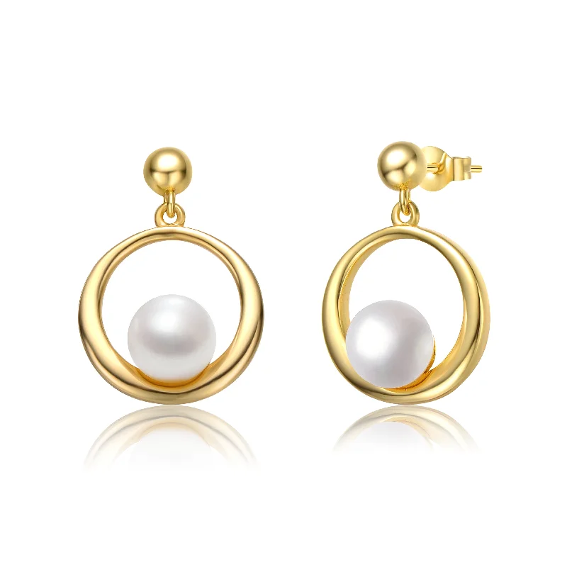 Best hoop earrings with smooth ceramic finishes for a polished, clean style-Delphine Golden Circle Eye Pearl Earrings