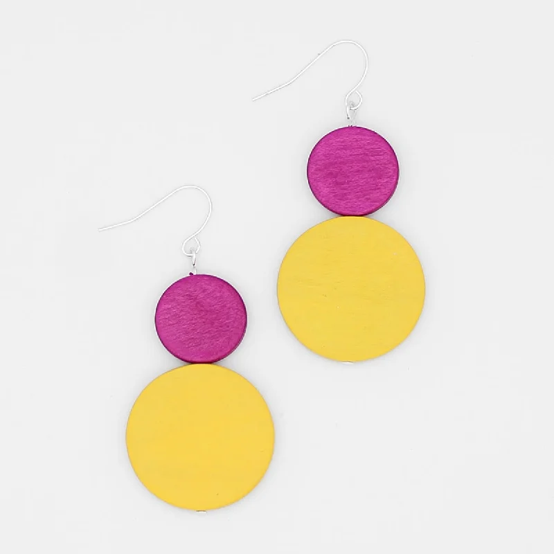 Hoop earrings with oversized designs for a bold, fashion-forward statement-Fuchsia and Yellow Double Bead Isla Earrings