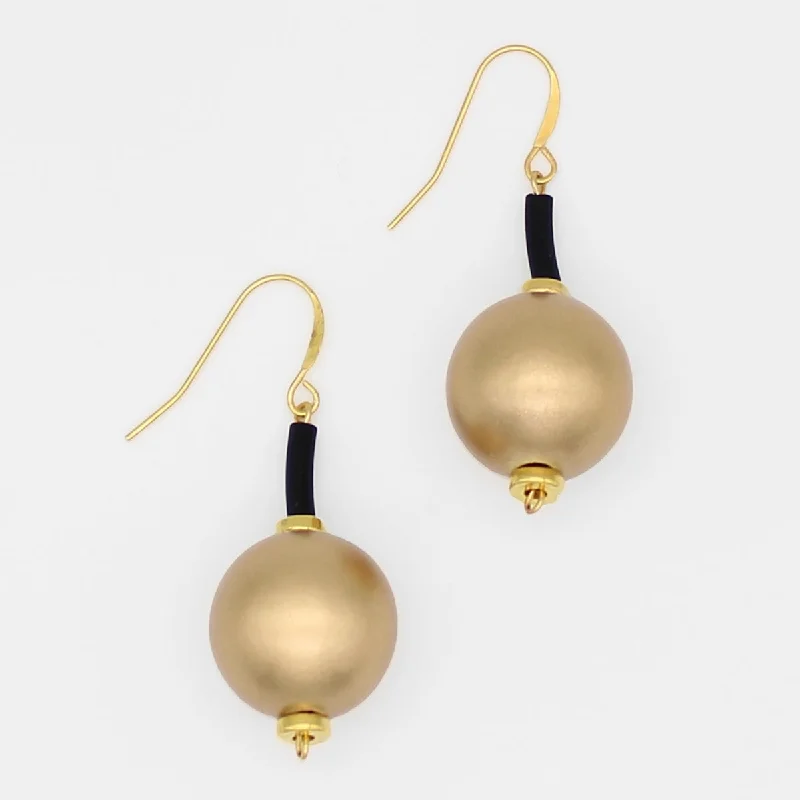 Hoop earrings with resin accents for a bold and colorful design-Gold Ball Drop Earring