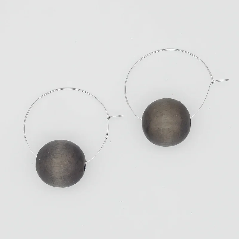 Lightweight hoop earrings for comfortable and all-day wear-Gray Ball Hoop Dangle Earring